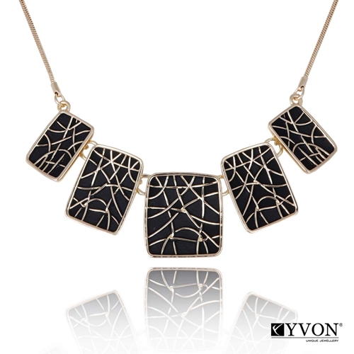 Złoto - czarny naszyjnik z najnowszej kolekcji YVON. - Hurtownia biżuterii sztucznej Yvon