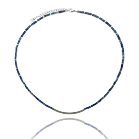Obrázok pre výrobcu Naszyjnik ze stali z lapisem lazuli N99503a