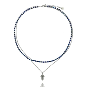 Obrázok pre výrobcu Naszyjnik ze stali z lapisem lazuli N99500a