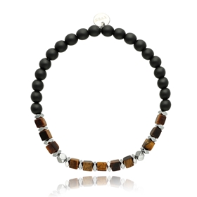 Picture of Bransoletka męska z tygrysim okiem i agatami BM97715