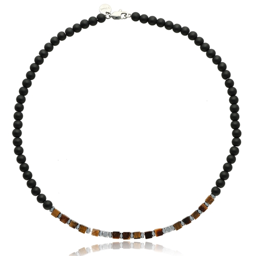 Picture of Naszyjnik męski z tygrysim okiem i agatami NM97715