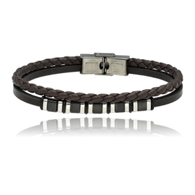 Obrazek Bransoletka męska ze skóry BM97147