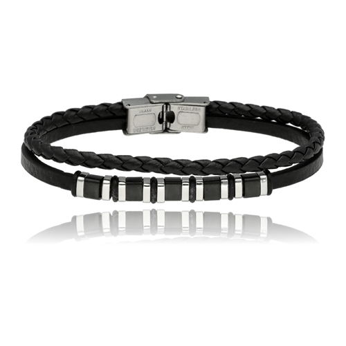 Obrazek Bransoletka męska ze skóry BM97146