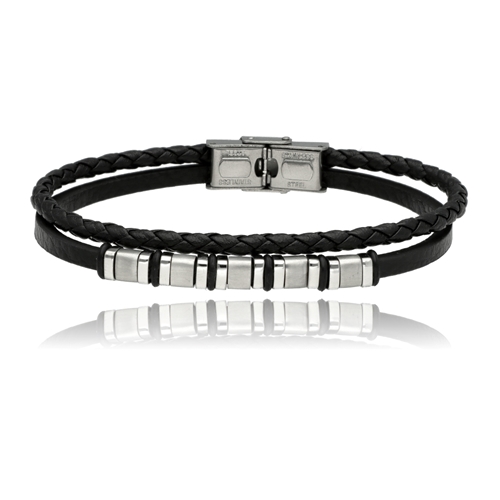 Obrazek Bransoletka męska ze skóry BM97145