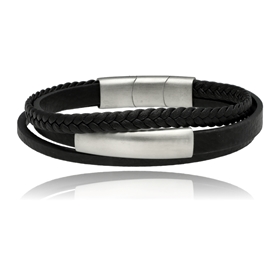 Obrazek Bransoletka męska ze skóry BM97139