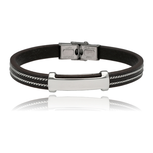 Obrazek Bransoletka męska ze skóry BM97137