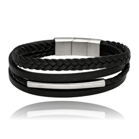 Obrazek Bransoletka męska ze skóry BM97127