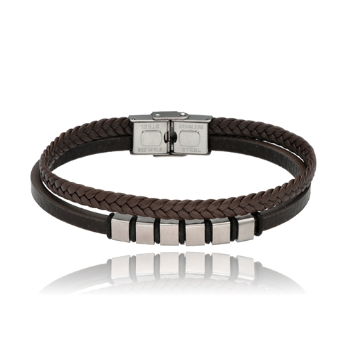 Obrazek Bransoleta męska ze skóry BM99937