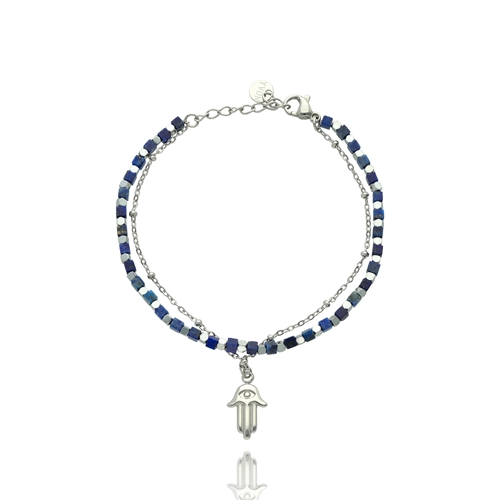 Изображение Bransoletka ze stali z lapisem lazuli B99500a
