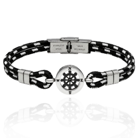 Изображение Bransoletka męska ze stali i sznurka BM96624