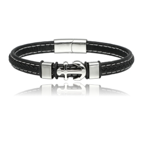 Изображение Bransoletka męska ze stali i skóry BM96606