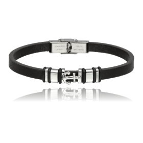 Изображение Bransoletka męska ze stali i skóry BM96602